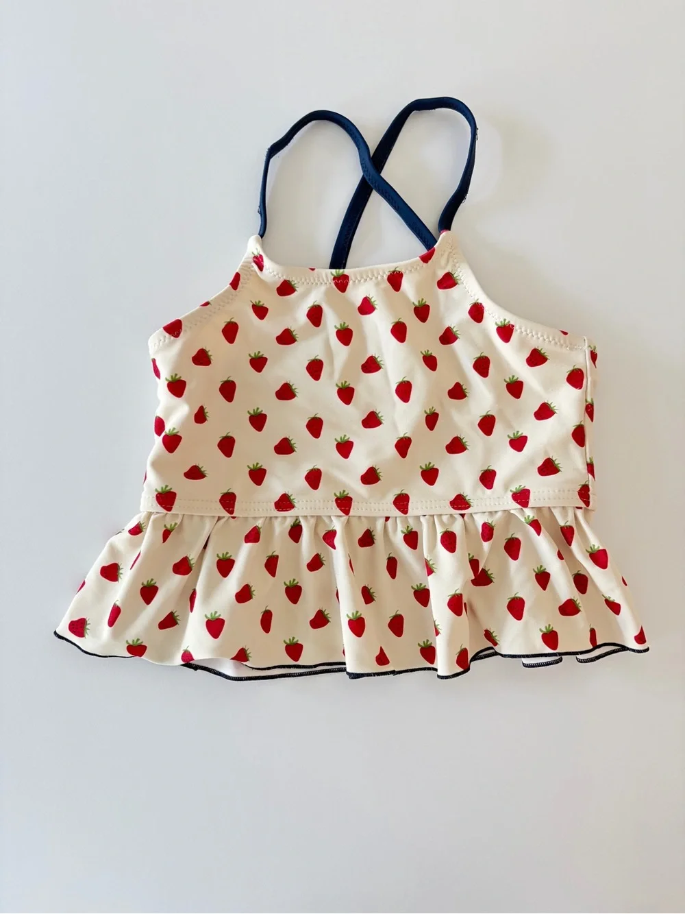 Pink Chicken Girls Strawberry Print Swim Top Size 6 Cute Summer Beach